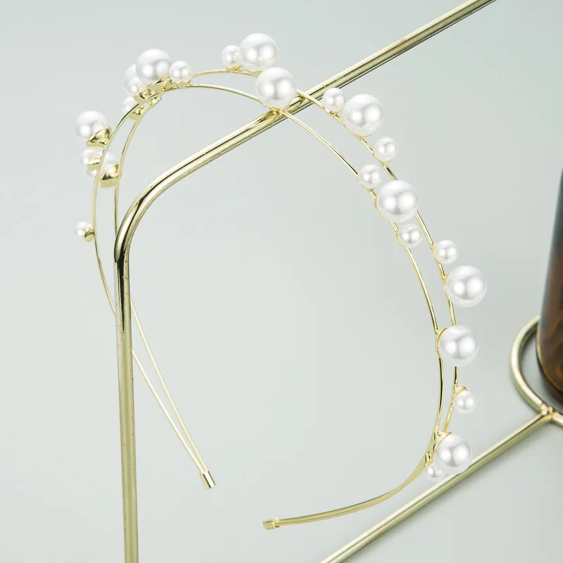2021 Girl Hair Accessories Bridal Pearl Hairbands New Fashion Jewelry Big Headband Hoop