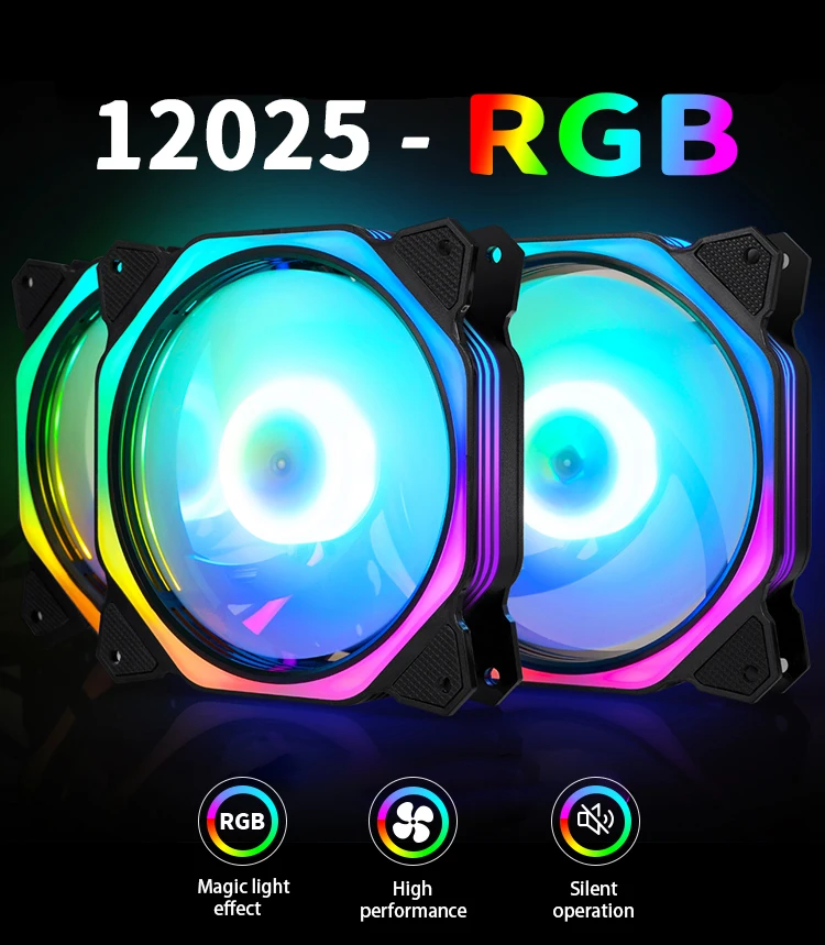 PC Fan Rainbow Ceiling 1200Rpm 120mm Cooling Rig Wentylator Chlodzacy Rgb Fan for Gaming Computer Cooling Rozpraszanie Ciepla