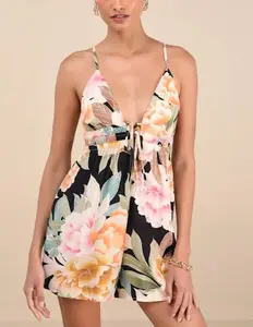 2025 Floral Print Summer Dresses for Women Breathable Polyester and Spandex Above  Knee Length Casual Natural Day Dress