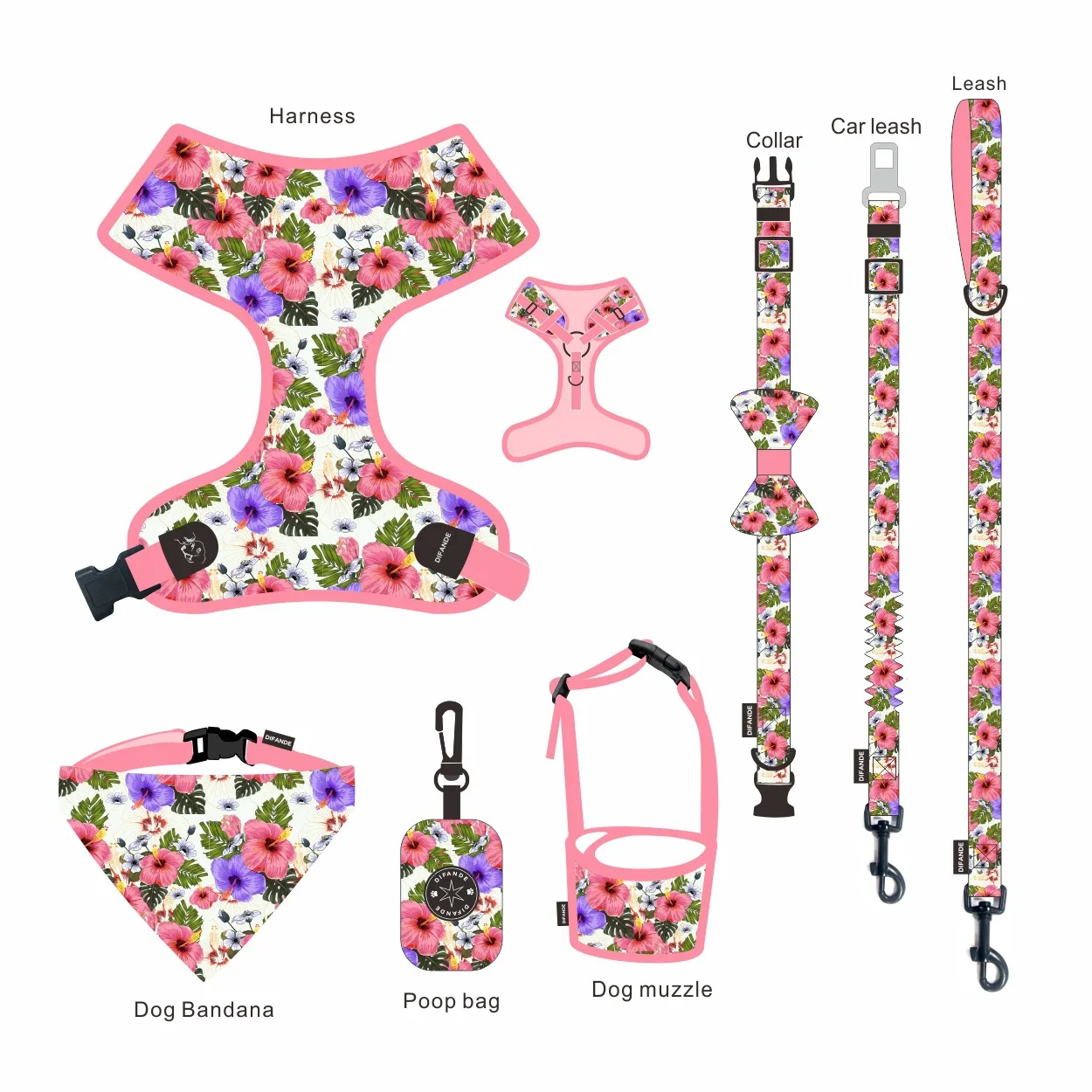 Wholesale OEM/ODM Dog Harness And Leash Custom Logo Pet Harness Set Dog Bow Tie Personalised manufacture