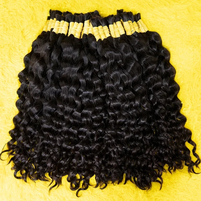 100% Human Hair Bulk Extension Virgin Deep Wave Curly 10a Hair Bulk Weaving For Braiding_voghion.com