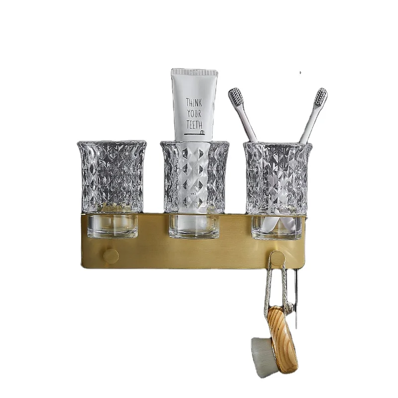 Ambrosya® | Porte-Brosse à Dents Exclusif en Acier Inoxydable | Salle de Bains Tasse Porte-Verre Mont Toilette Toothbraste Dentifrice Pâte Dentifrice Tasse (Acier Inoxydable (Brossé