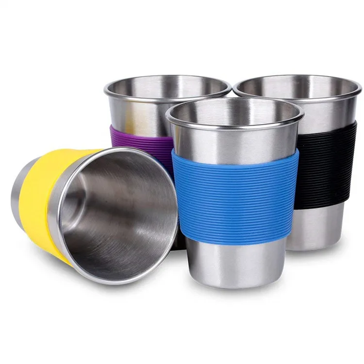 4 pack 12oz stainless steel cups shatterproof pint drinking cups