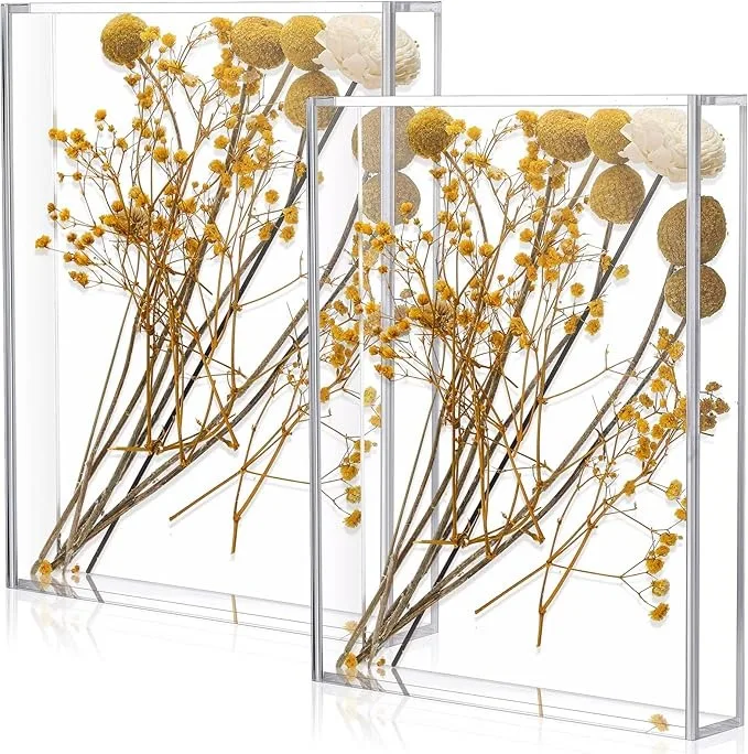2 Pcs Acrylic Shadow Boxes Display Cases DIY Clear Acrylic Display Box Dried Flower Shadow Box
