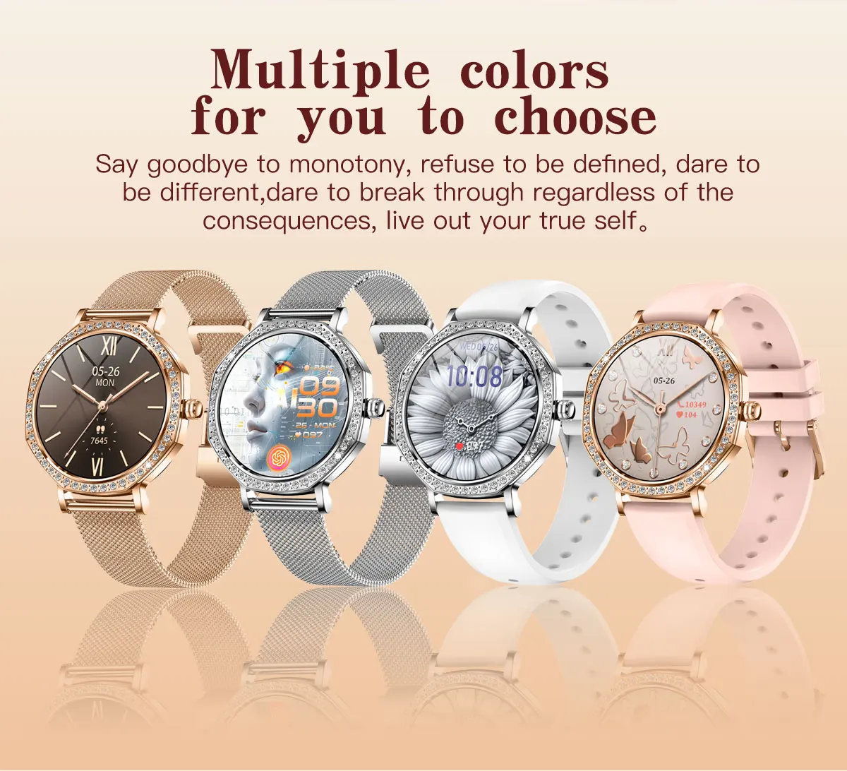 product ultra thin women smart watch heart rate recording fitness exercise modes gps tracking support ai voice blood oxygen monitoring-10