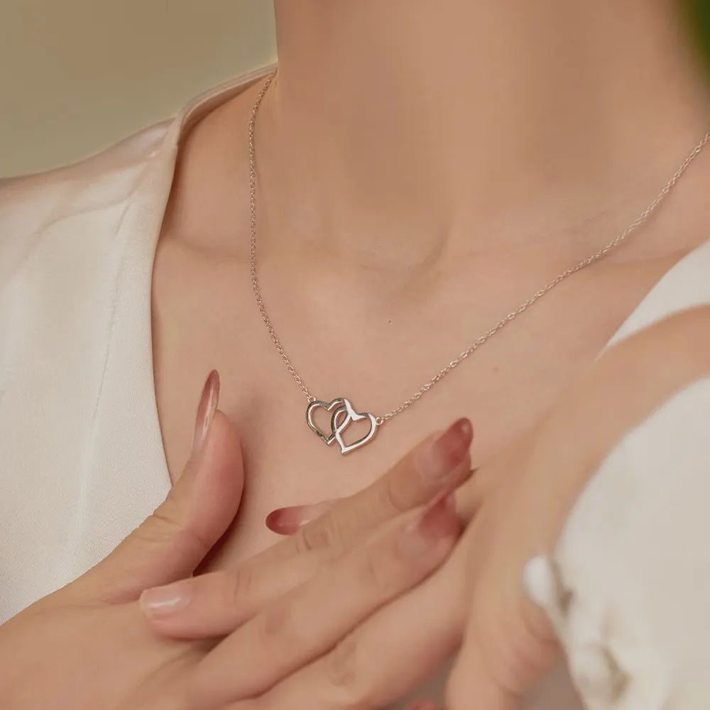 KAKODIY 925 Sterling Silver Heart Necklace Cubic Zirconia Exquisite Simple Zircon Design Mom Necklace Mother Gift detail 1