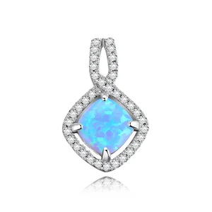 Engagement Gemstone Luxury Jewelry Pendants 925 Sterling Silver Rhodium Plated Opal Pendants for Women