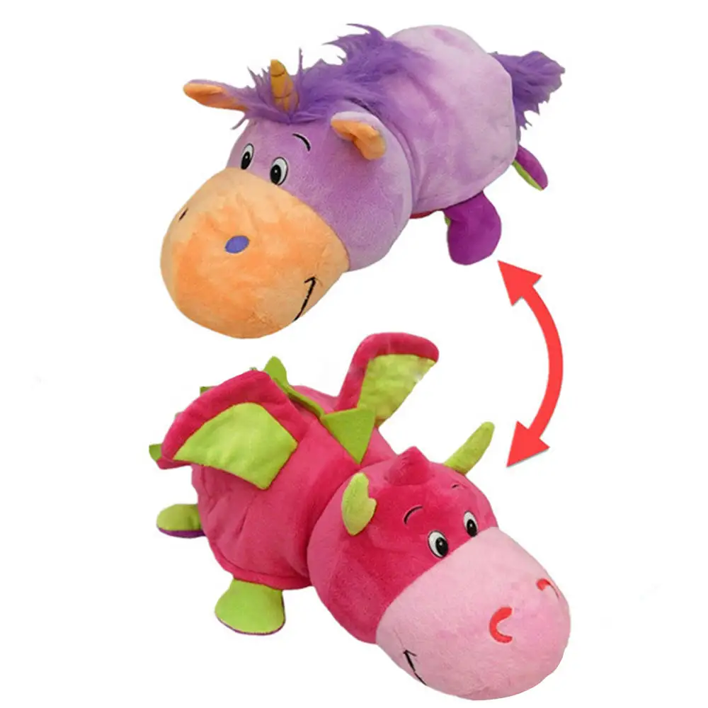 Factory Direct Switch Stuffed Soft Plush Purple Hippo Convertible Reversible 2 in 1 Soft Giraffe Animal Plush Toy