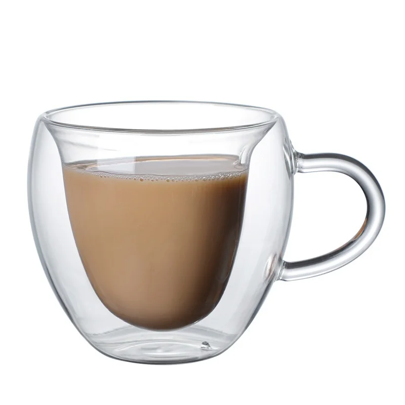 Wholesale Heart-Shaped Double-Layer Glass Cup Heat Resistant Insulated Solid Color High-End Coffee & Tea Cup for Home Office Use preview 4