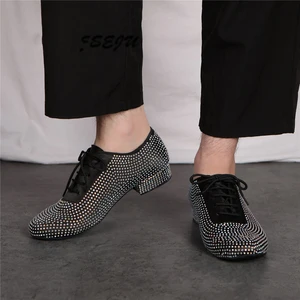 Men's Low-Heeled Jazz Shoes Drill Soft-Soled Ballroom Dancing Training Shoes for Adults Latin Dancing Training Shoes
