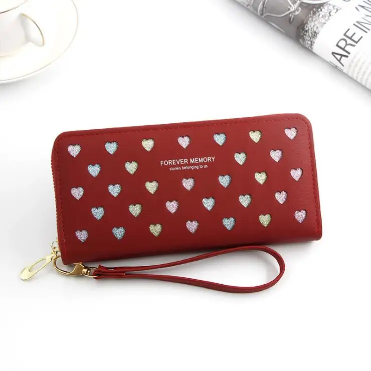  Linqin Valentine Hearts Blue Jeans Cloth Wallets for Women,  Ladies Leather Zip Around Credit Card Holder Phone Clutch, Cute Small Slim  Purse Carteras Para Mujer : Clothing, Shoes & Jewelry