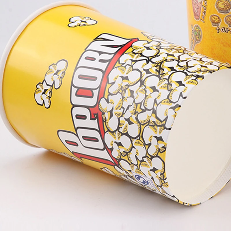 Custom Printed Popcorn Buckets Food Paper Cups Take Away Food Container Disposable Paper Bucket With Lid For Cinema Theater details