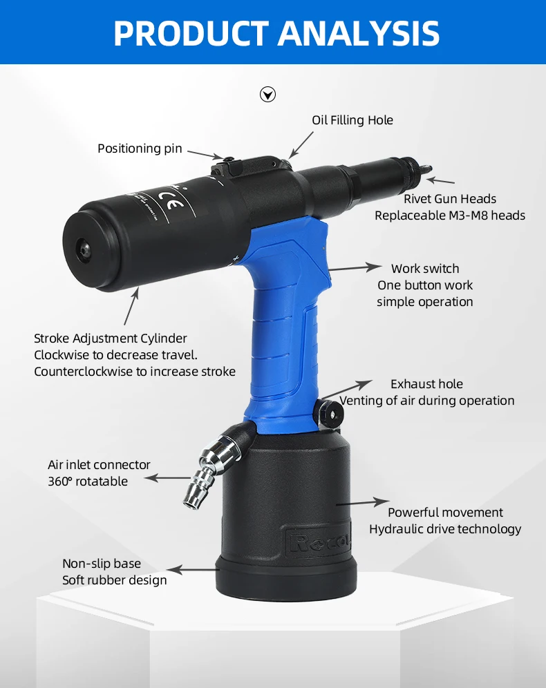 Rl-5308 Pneumatic Hydraulic Rivet Nut Gun Lightweight Portable M3-m8 ...