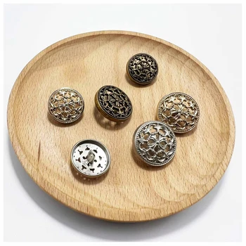 Customized Wholesale Metal Buttons Hollow Design Pattern Engraving Engraving Clothing Buttons