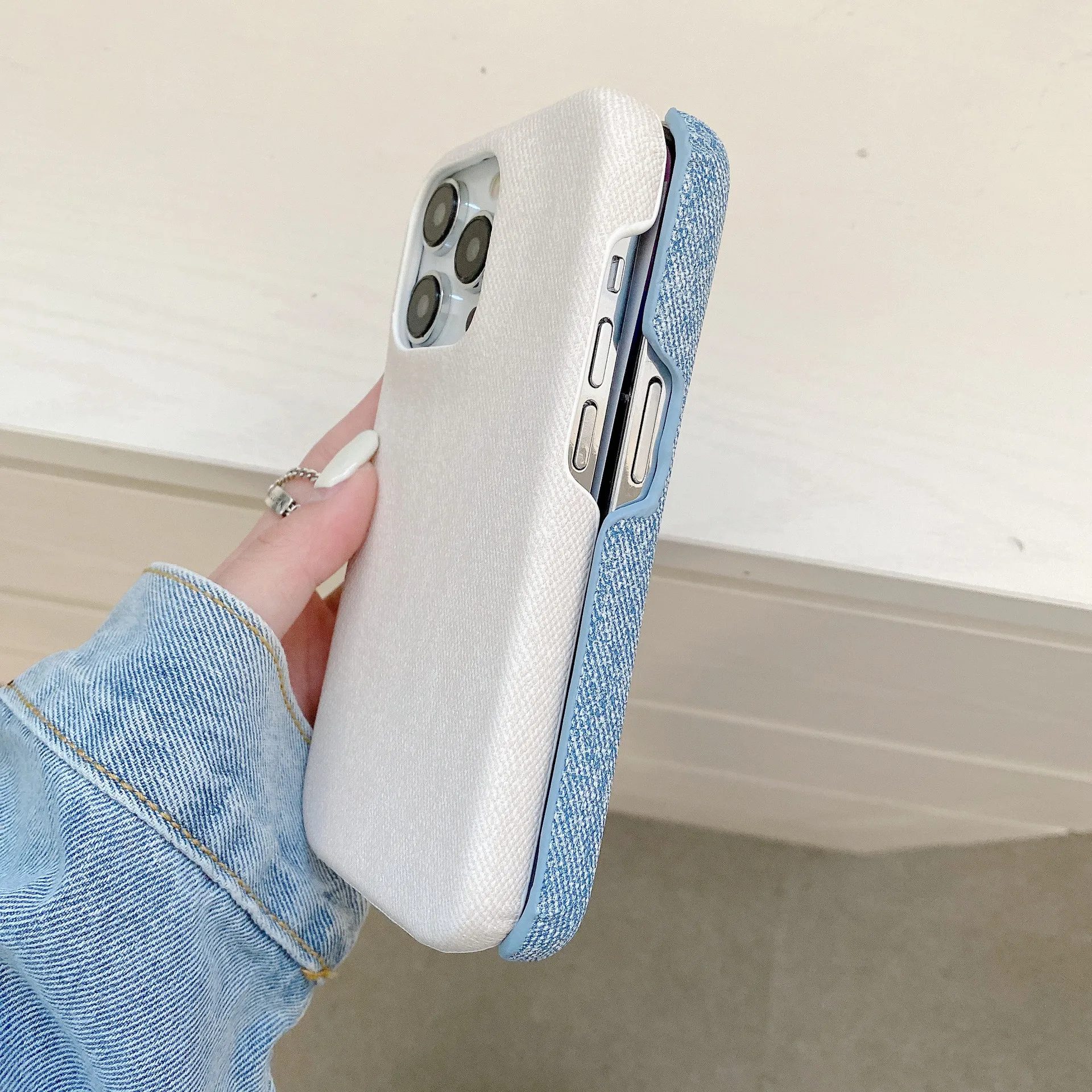 Customized Denim Phone Case For Iphone 16 15 14 13 12 11 Plus Pro Max Hard Pc Leather Shockproof Back Covers manufacture