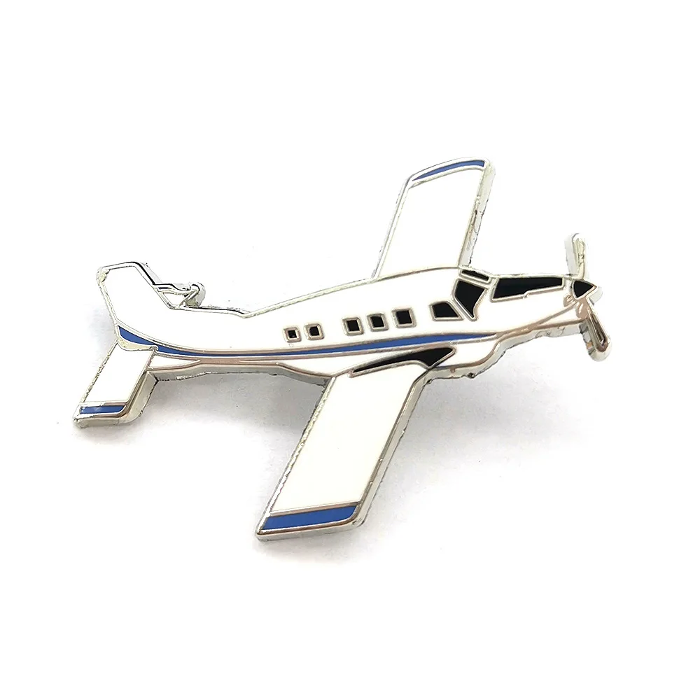 Custom Metal 3d logo Enamel Helicopter Airplane Lapel Pin Badge Gold Silver Plated Fancy Aircraft Pin with Engraving