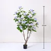 Purple hydrangea tree, 150cm tall (145 leaves, 20 flowers)
