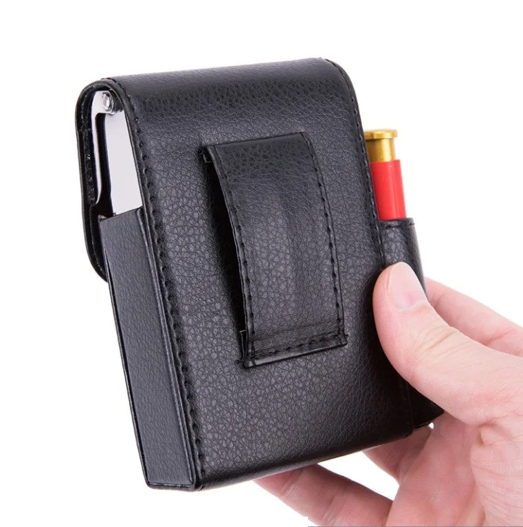 Custom Cool Leather Cigarette Case with Steel Frame Carrying Storage Box for Smoking Pipes and Lighter