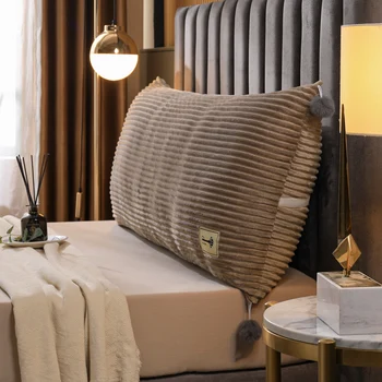 Elastic Fixation Detachable Washable Large Upholstered Lumbar Support Bedside Triangular Headboard Pillow