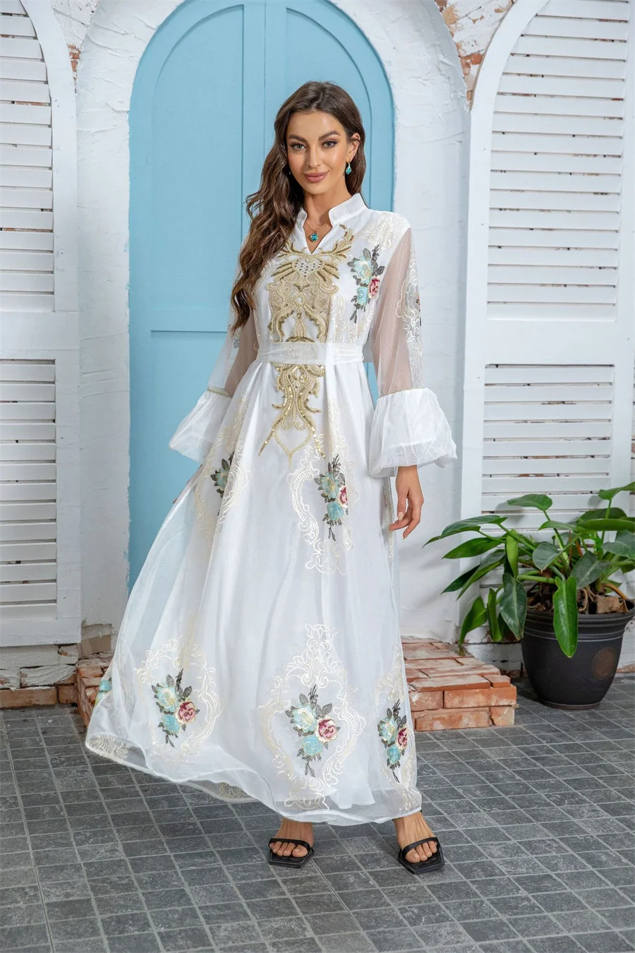 X130 Traditional Muslim Evening Dresses Beaded Embroidered Abaya in Turkish Style Polyester by 7030 Clothing Manufacturer X130 Traditional Muslim Evening Dresses Beaded Embroidered Abaya in Turkish Style Polyester by 7030 Clothing Manufacturer