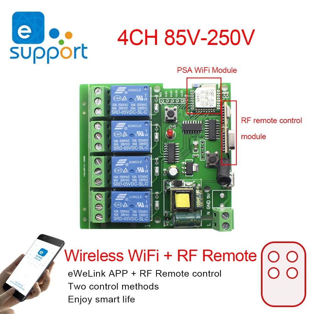 Inching Function Ewelink 4CH Wifi Relay Module - Smart Home Control Solutions