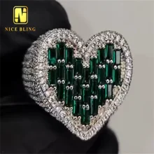 Heart Shape New Design Custom CZ Ring 925 Sterling Silver Hip Hop Moissanite Jewelry Lab Grown Emerald Diamond Rings Women Men