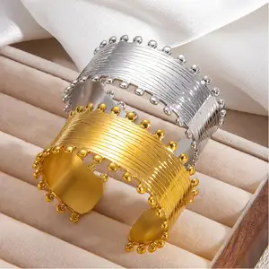 Bracelet Light Luxury Wood Grain Exaggerated Fine Jewellery New Trend Easter Titanium Steel Custom Cuff Bracelet Christmas