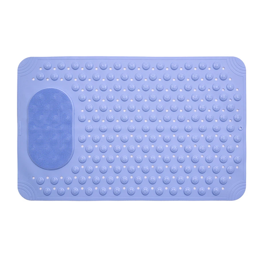 Non-slip Bath Mat PVC Safe Luxury Shower Mat Drain Hole Creative Massage Foot Bath Mat Easy to Clean Bathroom Carpet