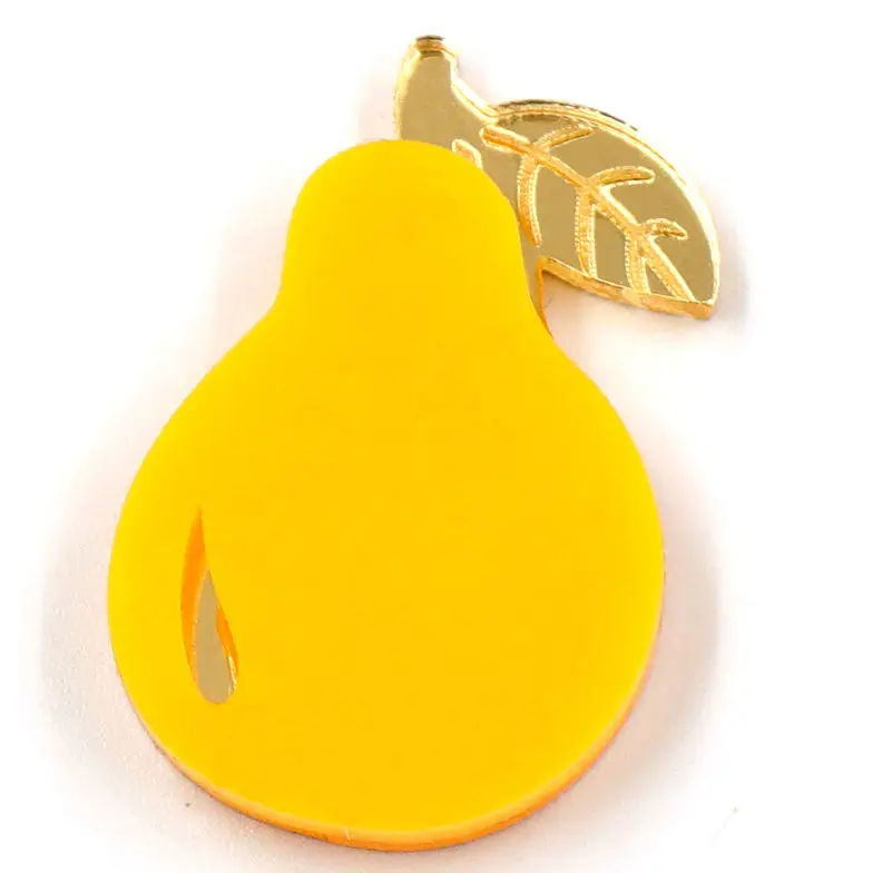 BHS071BH1046 Cute Pear Brooch Laser Cut Acrylic Jewelry with Diamond Engagement Anniversary Gift Baby Girl Safe Pin Accessory