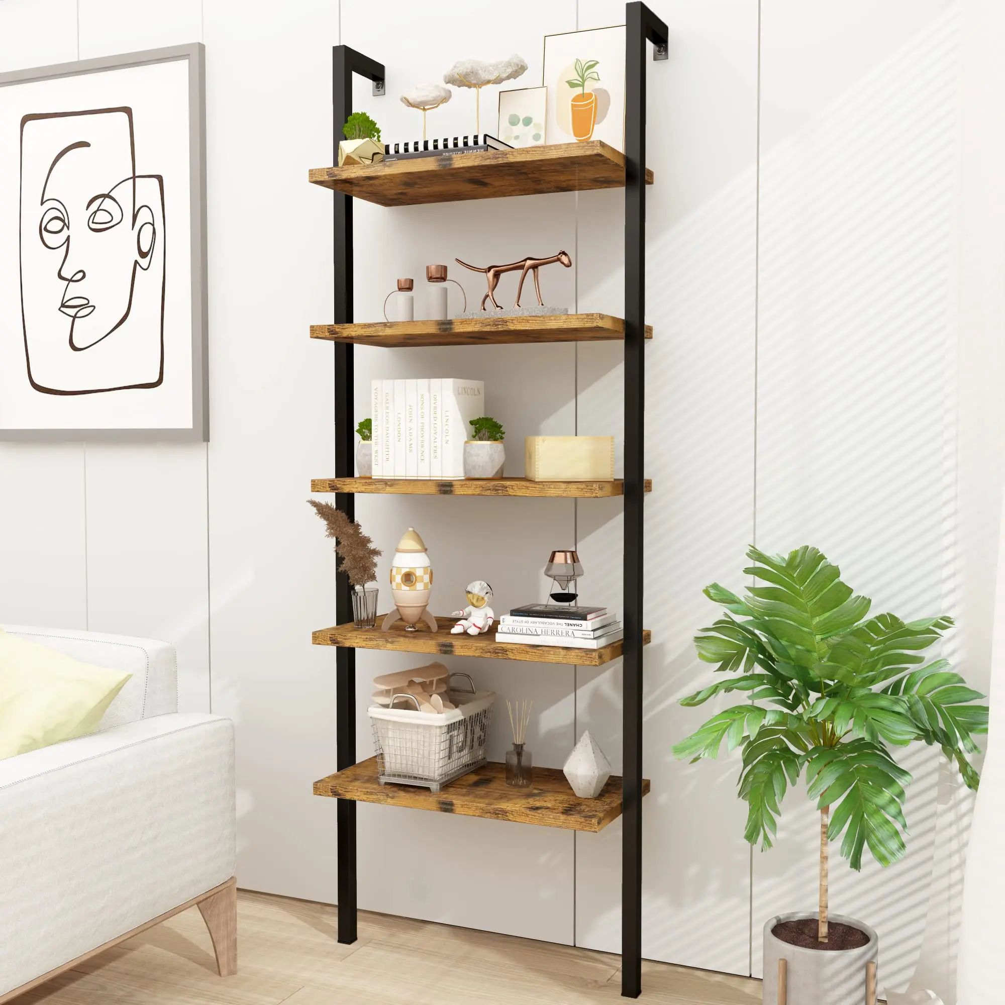 Scaffale per Legname E Organizer in Legno Resistente in Metallo Con