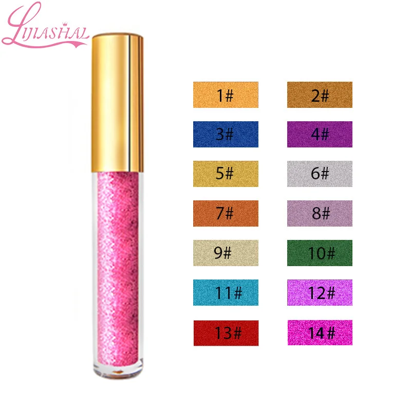 Custom logo Liquid Eyeliner Makeup Vendor 14-colors Waterproof  Glitter Eyeliner with Low MOQ