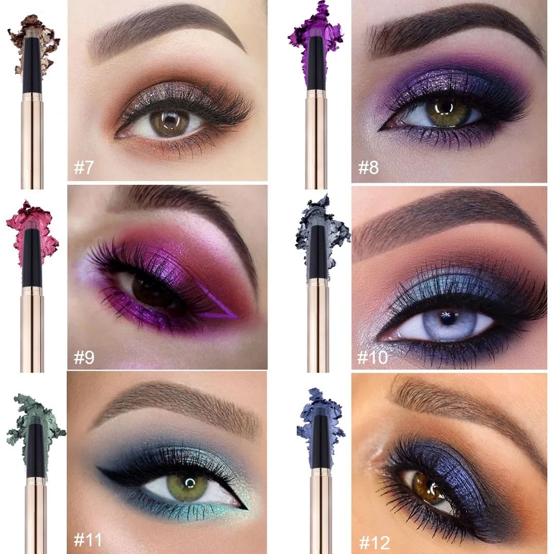 New Design Cream to Powder Shimmer Eyeshadow Stick Cream Glitter Eyeshadow Pencil Vegan Long Lasting Shimmer Eyeshasow Pencil