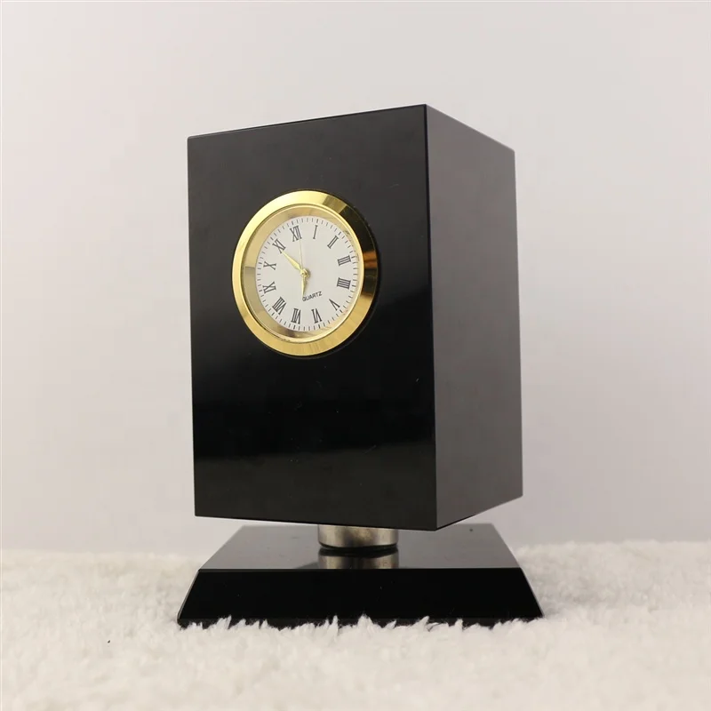 Фабричный изготовленный на заказ офисный Хрустальный держатель ручки черный вращающийся стеклянный держатель ручки с часами черный держатель ручки