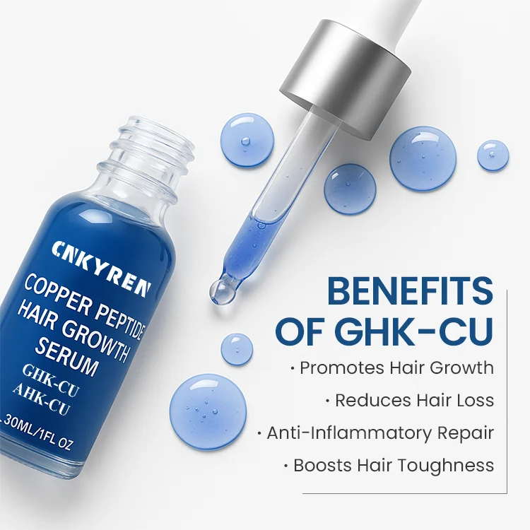 Organic Ghk-cu Hair Growth Serum Hyaluronic Acid Infused Moisturizing Blue Copper Peptide Nourishing Smoothing Hair Loss