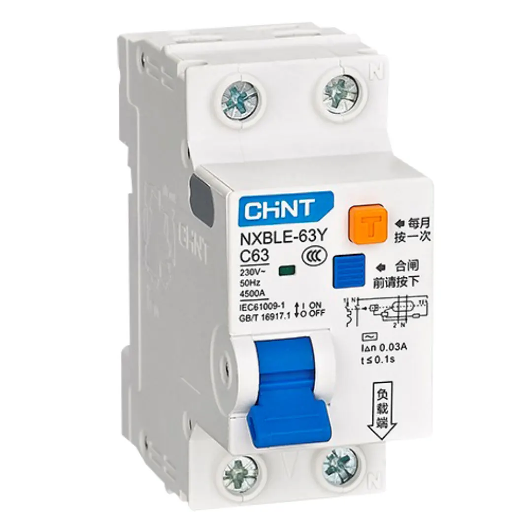 Chint NXBLE-63Y 1P+N 6A 10A 16A 20A 25A 32A 40A 50A 63A 10mA 30mA 50mA 100mA 300mA CHNT RCBO Residual Current Circuit Breaker