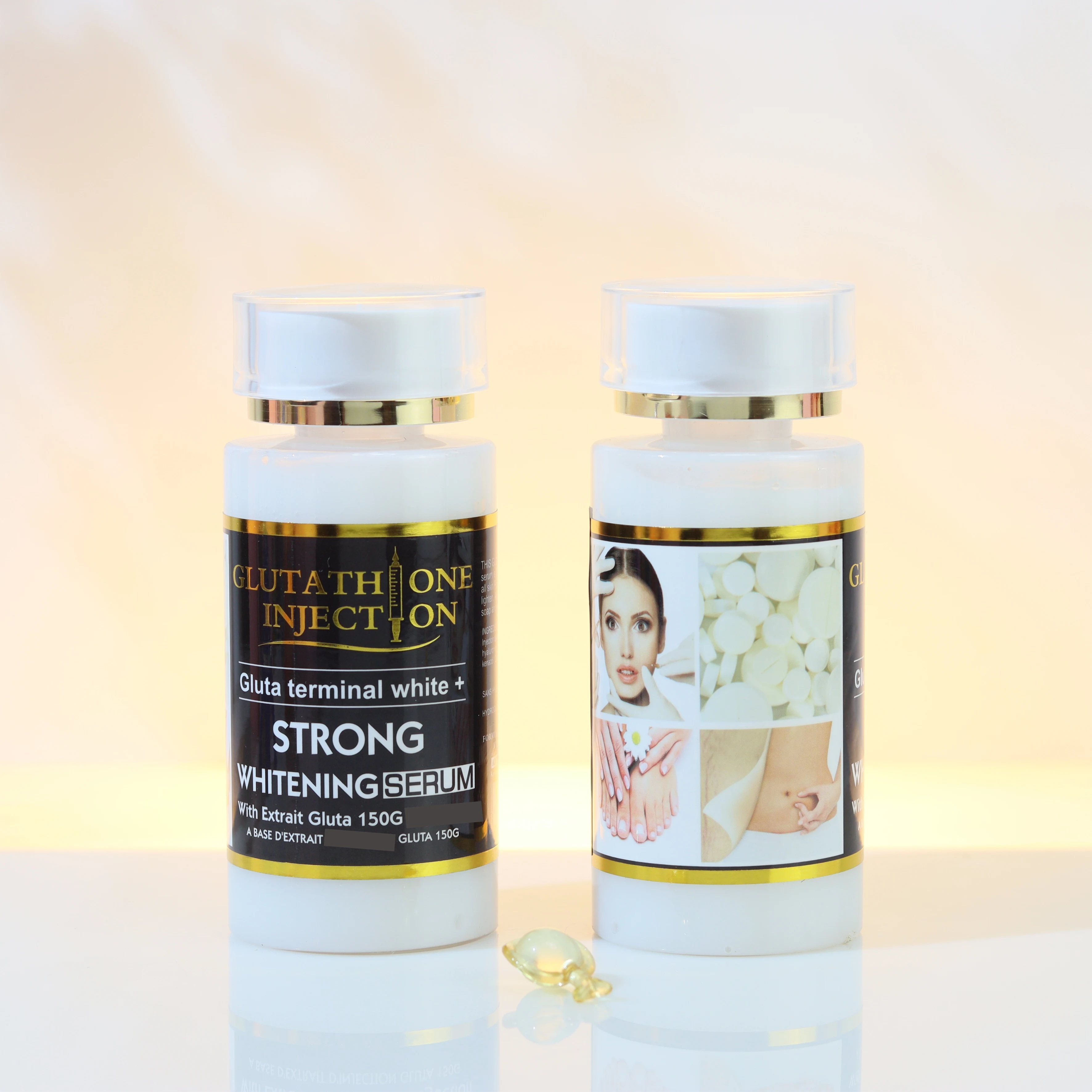 Hot Sell Gluta Terminal White Strong Whitening Hyaluronic Acid Anti-Aging Vitamin C Serum Bottles for Face Care