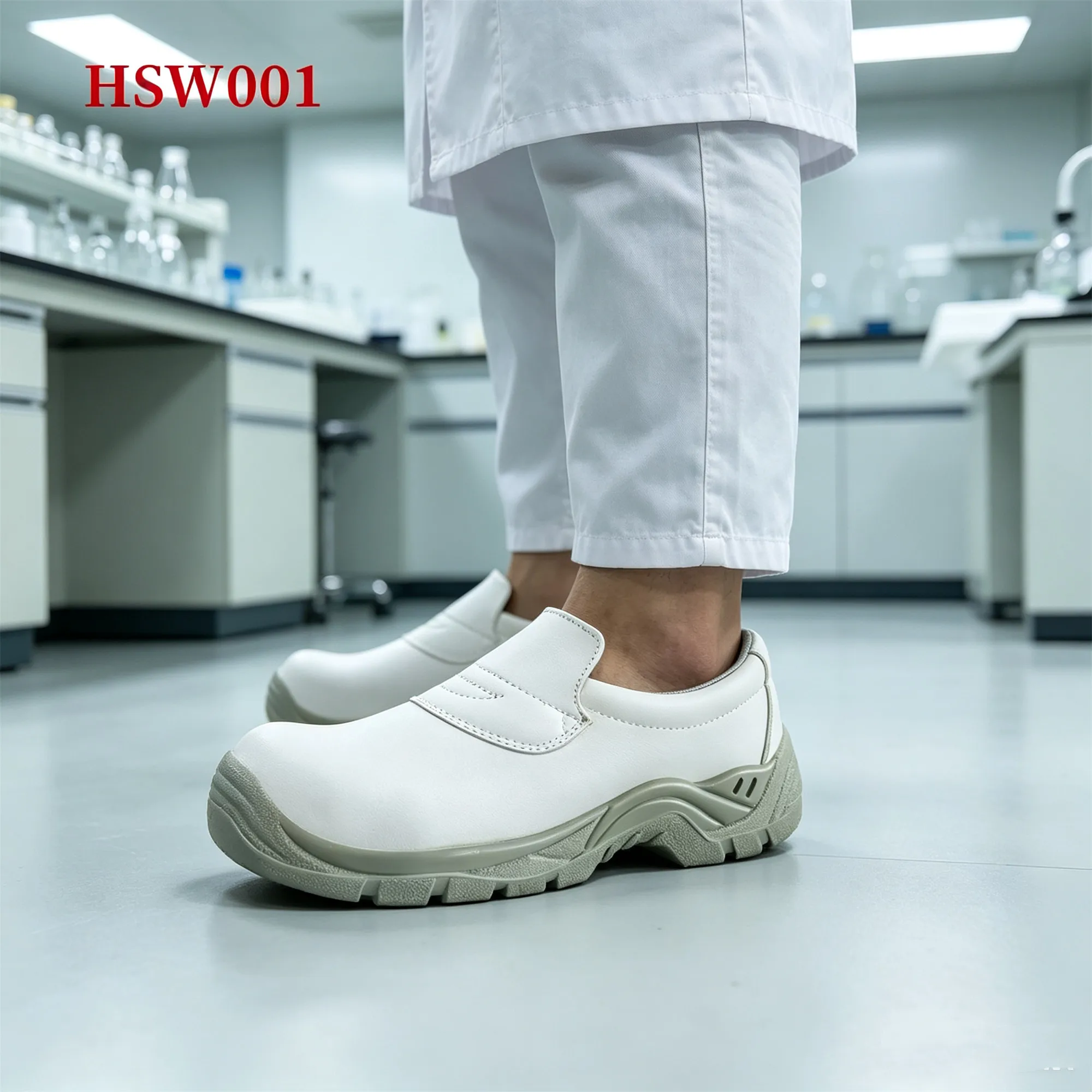 ZYF,Lab Technician Dissipate Static White Safety Shoes From Hua Singh Anti-acid&alkali PU/PU Injection Outsole Work Clogs HSW001