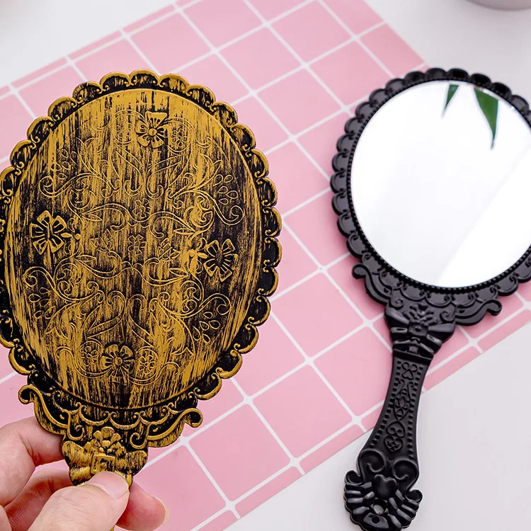 Saiyii Wholesale Gold Silver Black Oval Retro Hand Mirror Cosmetic