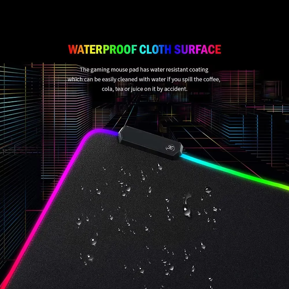 Large RGB LED Gaming Mouse Pad with Flashing 10 Lighting Effect Non-slip Rubber Base USB aperçu 6