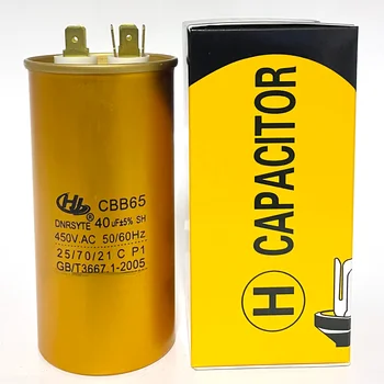 New Arrivals 40uf 450V.AC 50/60Hz CBB65 yellow terminal capacitor para aire acondicion bank run