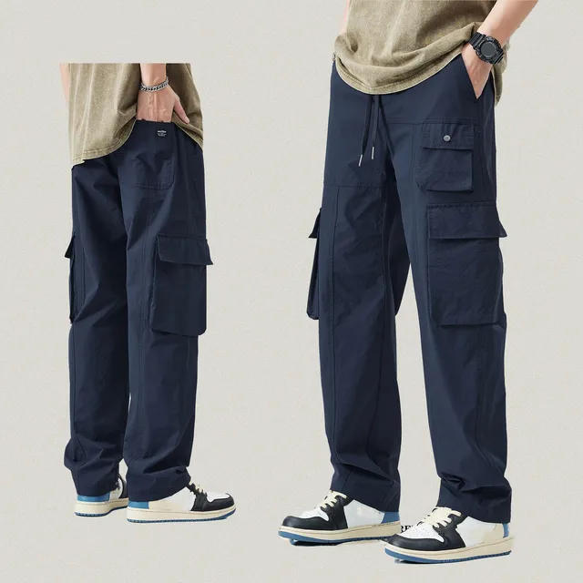 Men's mountain outdoor straight leg casual pants men's summer Japanese three-dimensional multi-pocket functional wind cargo pant