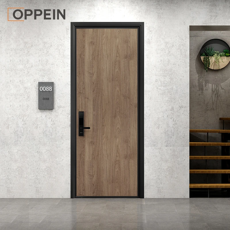 OPPEIN Specifications Home Entrance Bullet Proof Turkish Steel Exterior Solid Professional Manufacturer Wrought Iron Wood Door