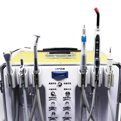 Hot selling dental mobile turbine portable pull box style gold with built-in air compressor dental free clinic equipment factory