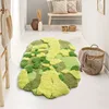 Irregularly shaped flocked floor mat - yellow-green
