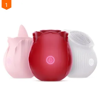 Adorime Suction Sex Toy Pink White Purple Red Shaped Rose Flower Petal Licking Tongue Clitoral Sucking Vibrator