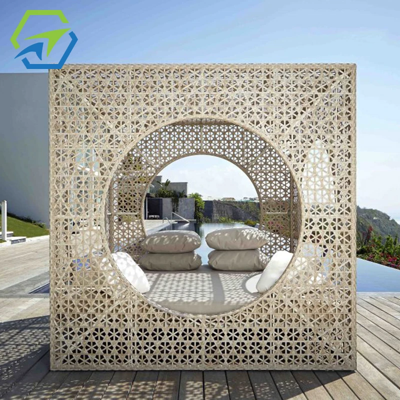 Bali Modern Aluminum Frame Rattan Outdoor Daybed Pool Cabanas Sun Lounger Waterproof for Courtyard Hotel Use