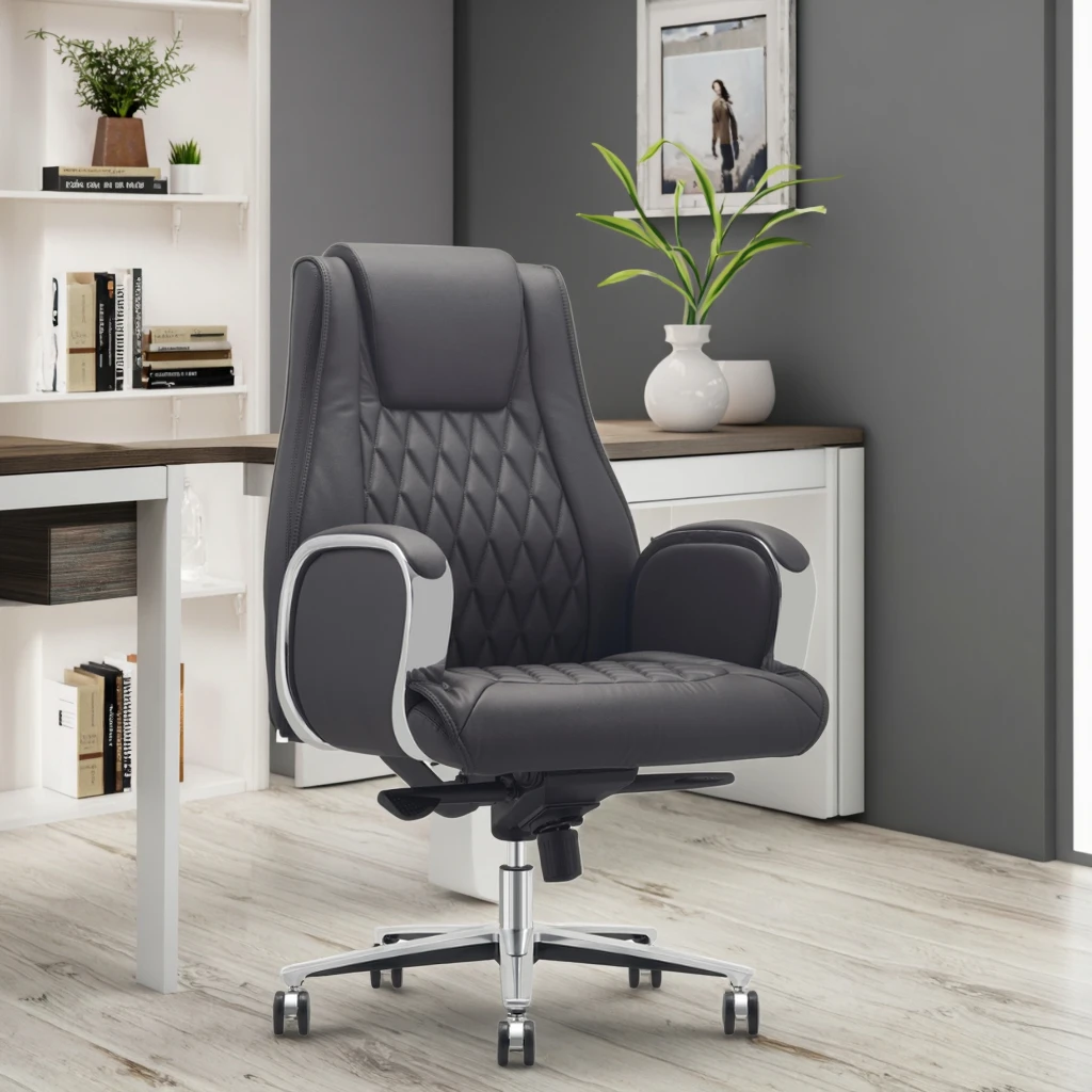 Luxury Managers Office Chair Aluminum Armrests Dual Density Sponge Breathable Back Office Upgrade 4