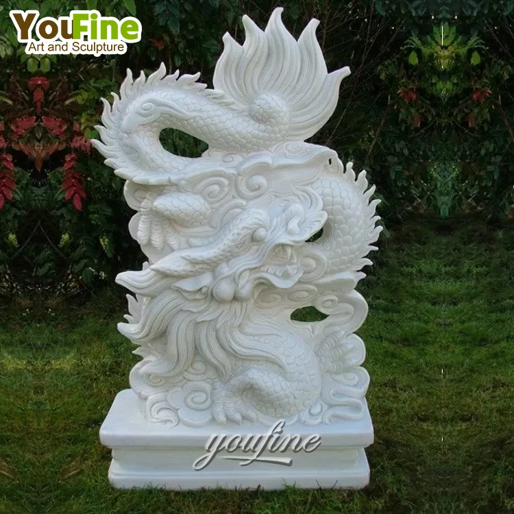 Life Size Garden Outdoor Hand Carved Natural Stone Marble Dragon Statue