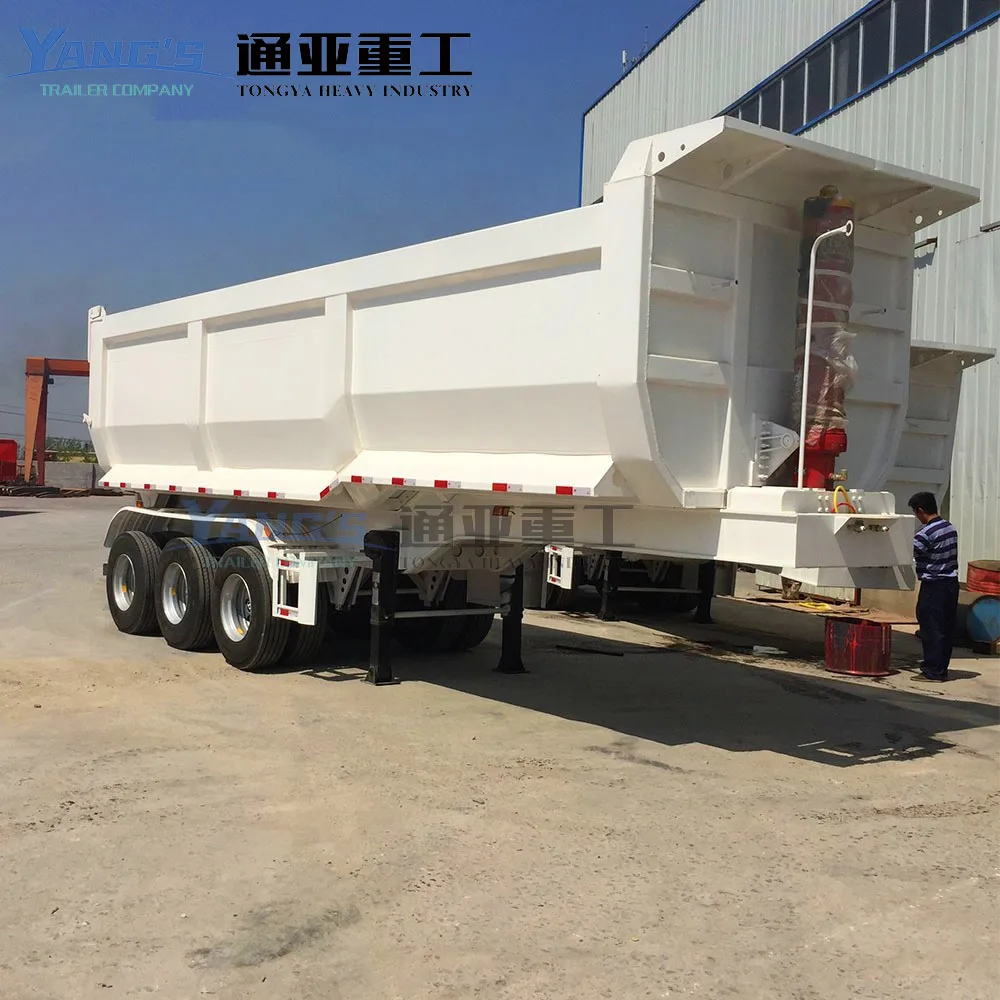 Tongya 3 Axles 4 Axles U Type Hydraulic Cylinder 50tons Rear Tipping Semi Truck Trailer 4 Axle 70t End Dump Trailer