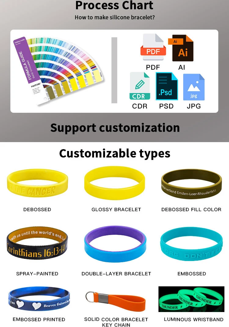 Promotional Custom Printing Logo Rubber Bracelets Luminous Wristbands